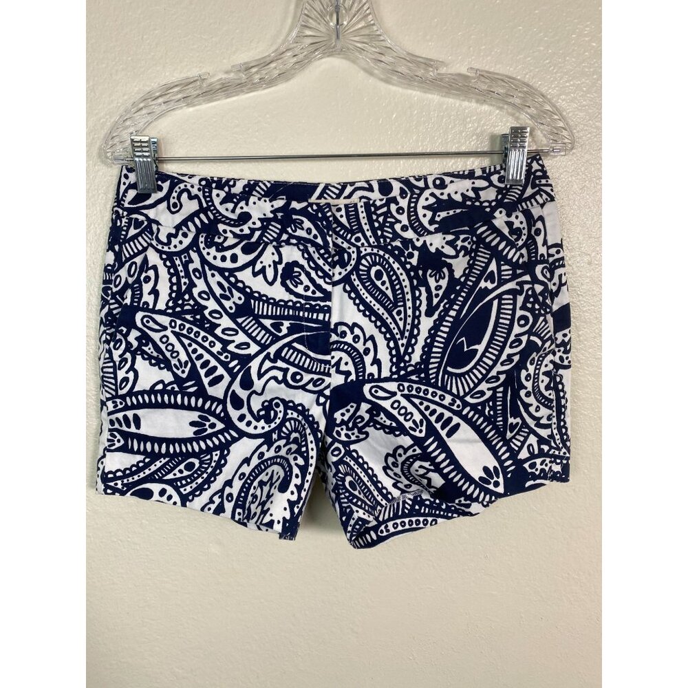 💜 Kenji Blue White Floral Paisley Womens Shorts size 4 Vacation Coastal nautical - Picture 16 of 16